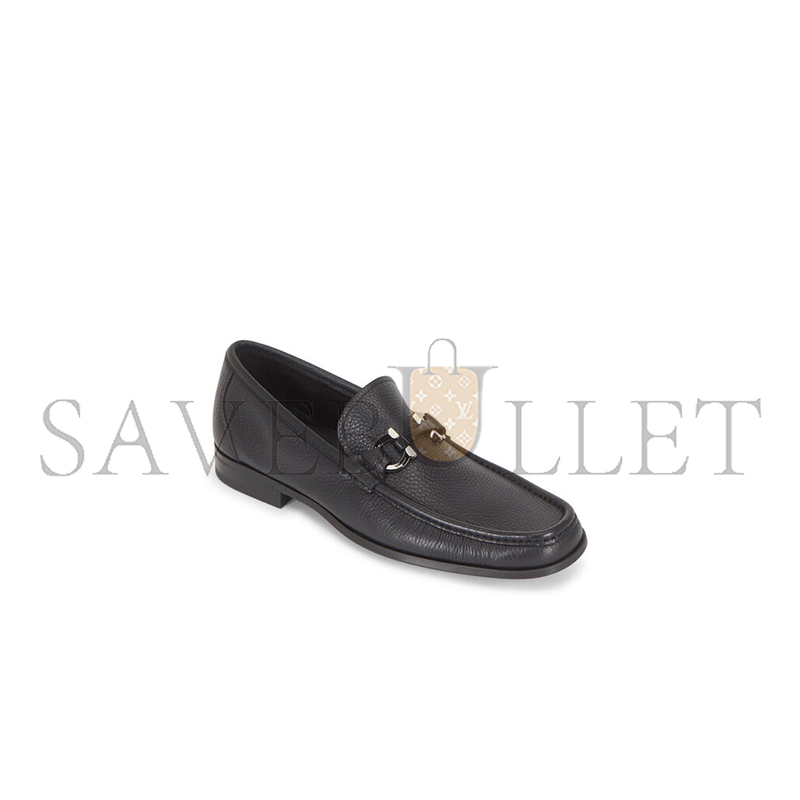 FERRAGAMO GRANDIOSO BLACK PEBBLED LEATHER BIT LOAFER 502999 FERRAGAMO GRANDIOSO BLACK PEBBLED LEATHER BIT LOAFER 502999